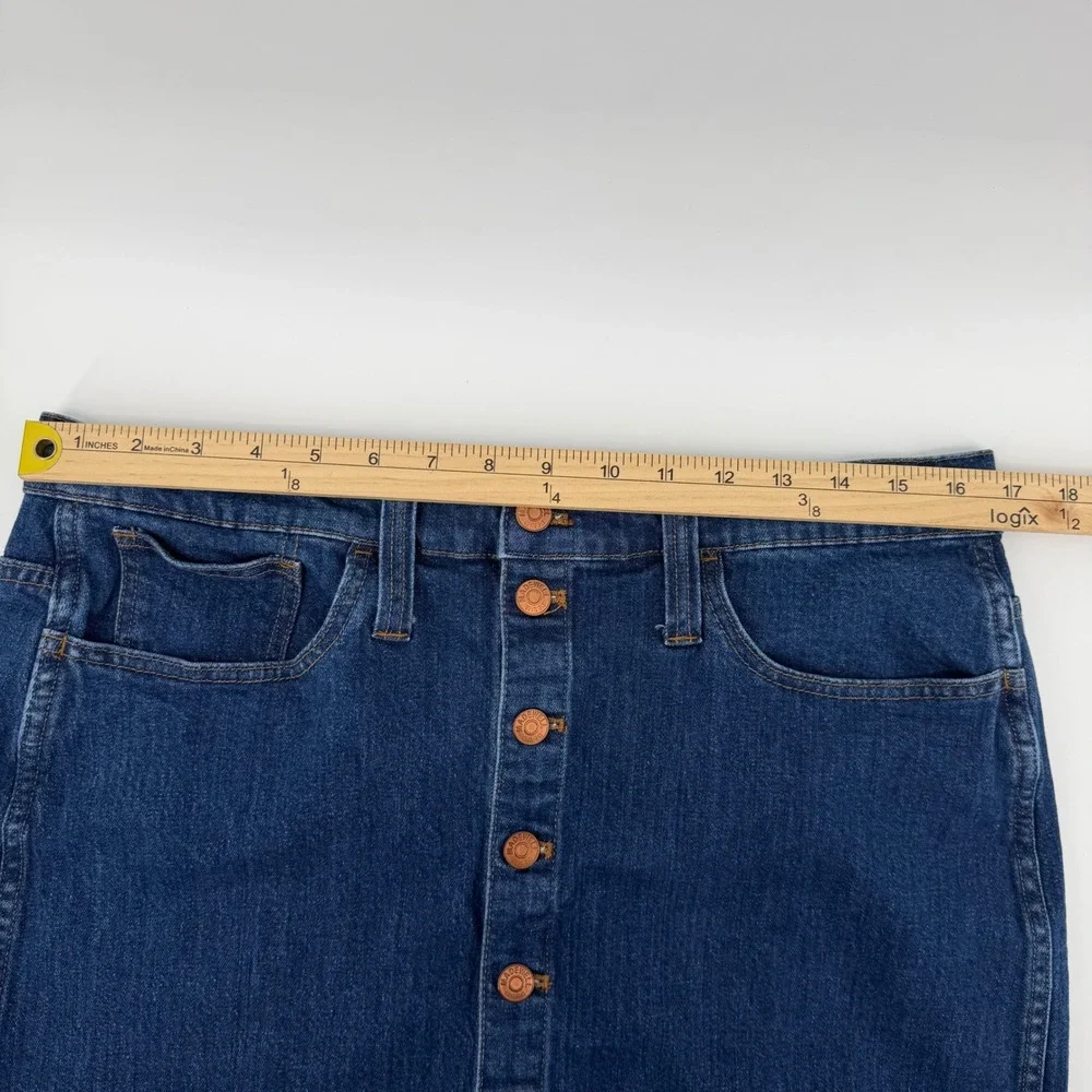 Madewell Denim Button Front A Line Mini Skirt Dark Wash Casual Classic Womens 32
